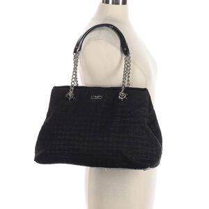 Kate Spade Tote Bag Womens Black Chain Shoulder Purse Shimmer Jacquard Handbag